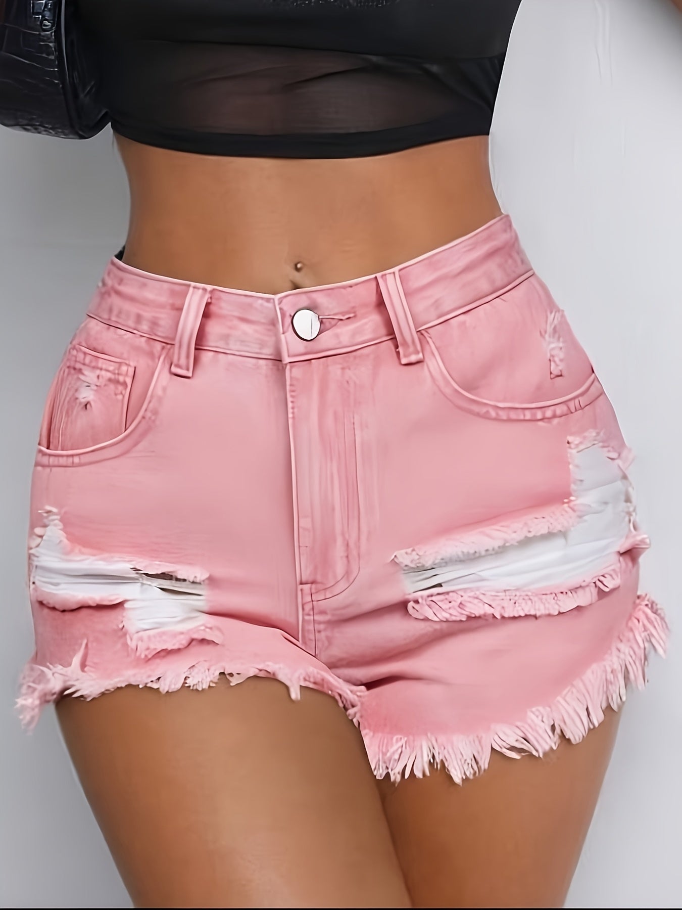 Ladies' Denim Shorts, Colorful Ripped Casual Shorts, Trendy Street Style for All Seasons