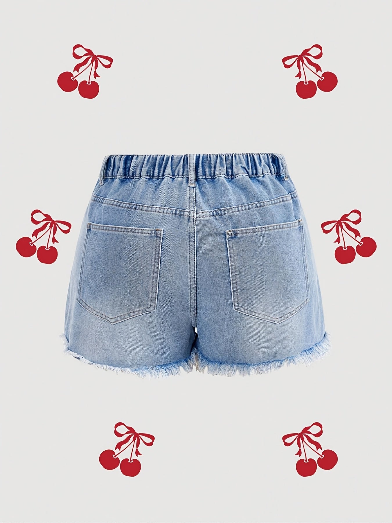 Spring/Summer Cherry Embroidery Casual Fashion Plus Size Women's Denim Shorts