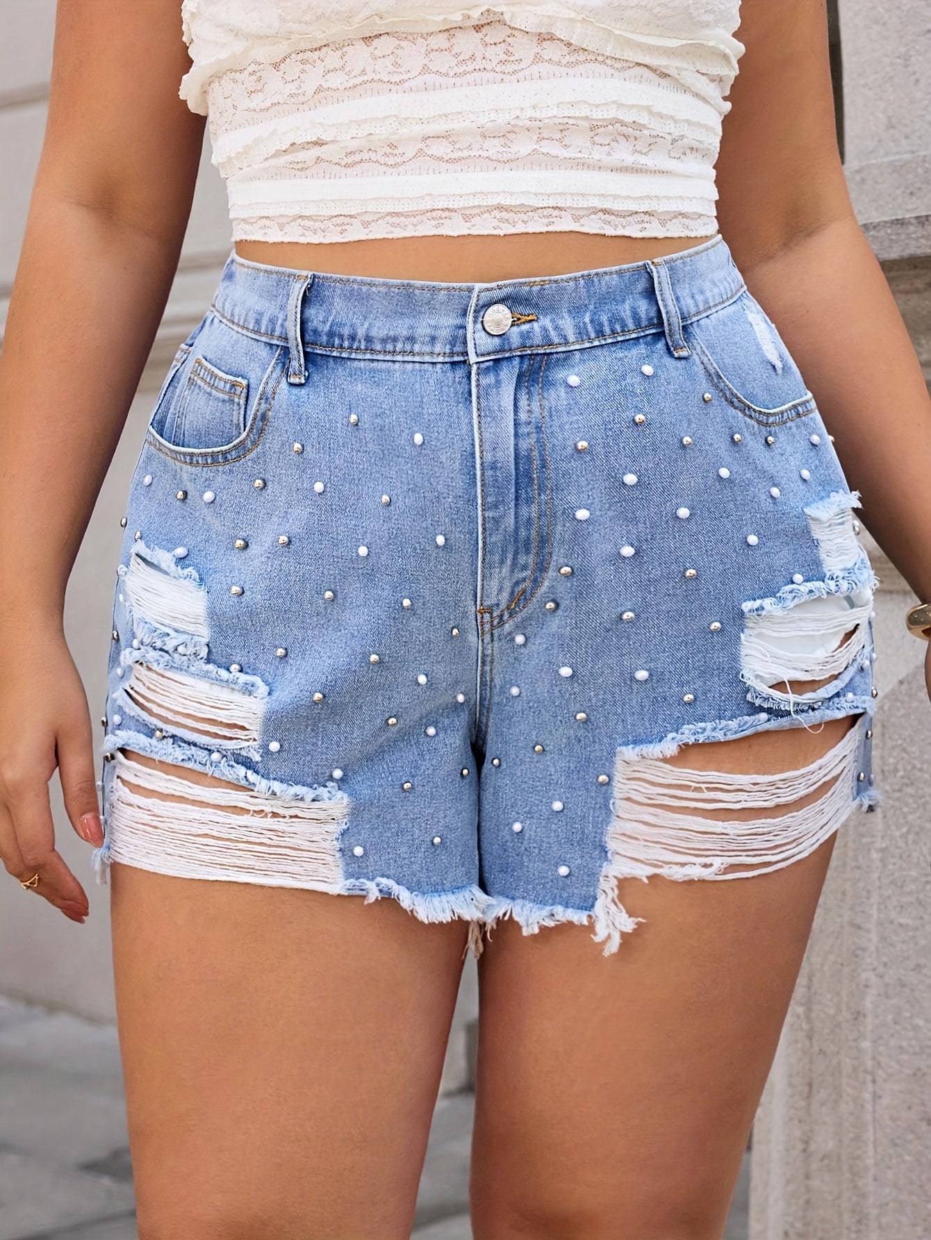 Plus Size Denim Shorts